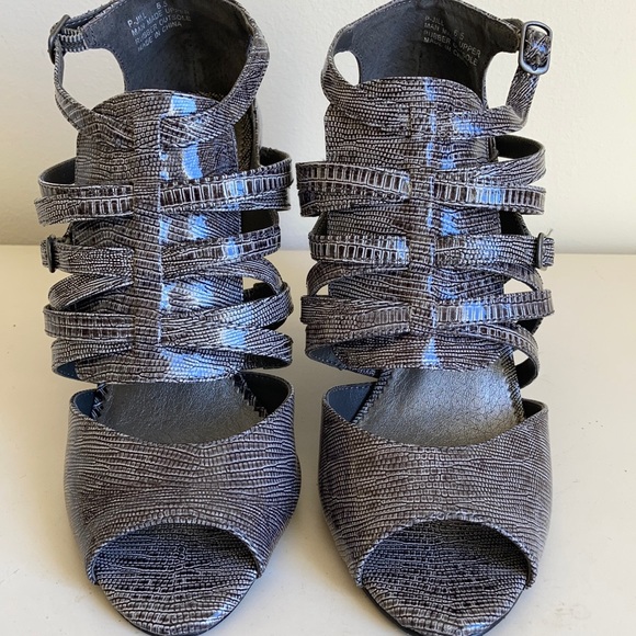 Steve Madden croc print wedge peep toe strappy sandals shoes - Picture 6 of 9